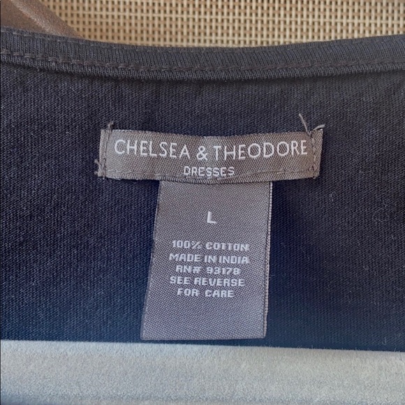 Chelsea & Theodore Fringed Black Little Black Short Sleeve T-Shirt Dress - Picture 6 of 8